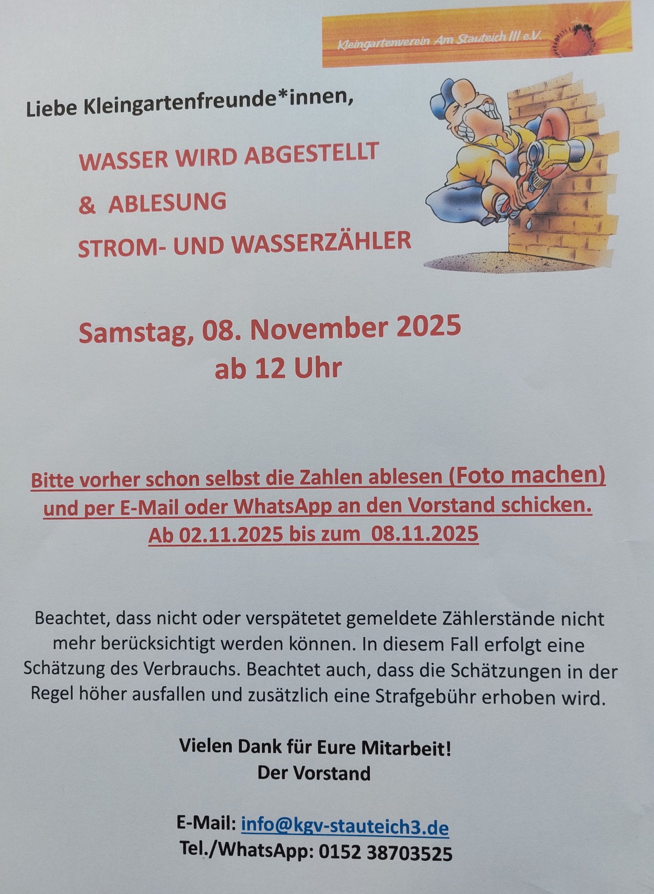 Wasser abstellen 